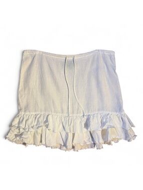 White Ruffled Linen Mini Skirt Lightweight Breezy Vintage Juicy Couture Medium